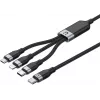UNITEK 3-in-1 USB-A į Lightning, USB-C, Micro USB nailoninis pintas įkrovimo laidas 1,2 m juodas