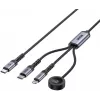 UNITEK 3-in-1 USB-C + Lightning + Apple Watch įkrovimo laidas, 100W PD, 480 Mbps, 1,2 m, juodas