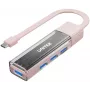 UNITEK bidirekcinis USB-C/USB-A šakotuvas, 4 prievadų, 5Gbps, rožinis