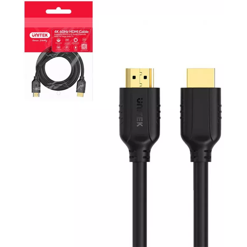 UNITEK HDMI 2.0 laidas 4K 60Hz HDR ARC 2m juodas