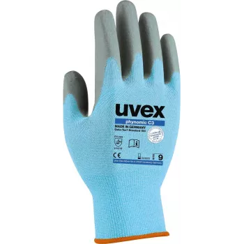 Uvex 60080 apsauginės pirštinės, 12 dydis, mėlynos/pilkos, padengtos aqua-polymer putomis, 6008012