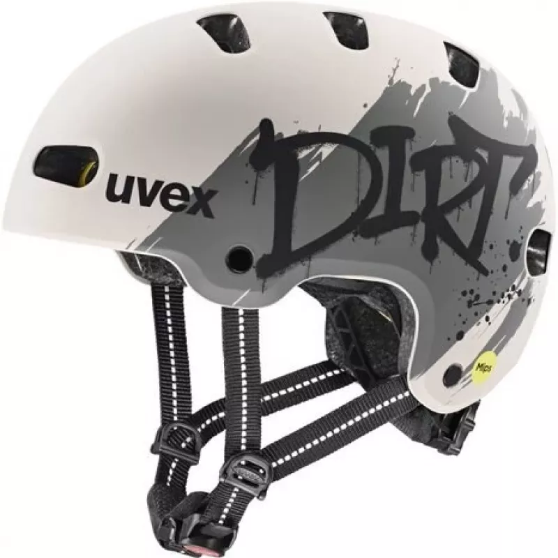 UVEX Kid 4 Style MIPS vaikiškas dviračių šalmas, Dirt Warm Grey