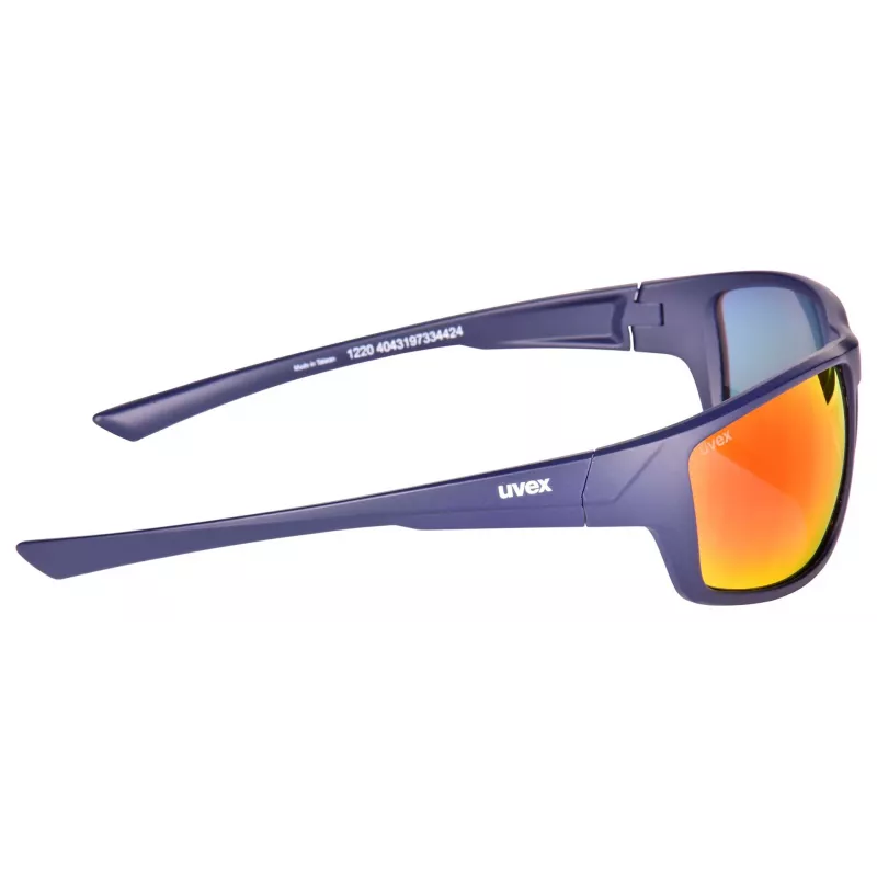 UVEX Sportstyle 230 akiniai su veidrodiniu mėlynu lęšiu, matinis mėlynas rėmelis, apsauga nuo rasojimo, UV400