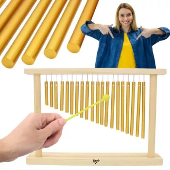 V-TONE CH20 vėjo varpeliai – 6 aliuminio vamzdeliai, medinė viršūnė, 60 cm, natūrali apdaila