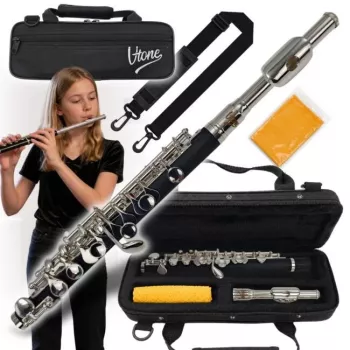 V-TONE PICCOLO 1 Pikolo fleita C tonacijoje, ABS derva, nikeliuotas sidabras galvutė, nikeliuoti klavišai, Boehm sistema, Split E, C pėdelė, studentinis modelis su kietu dėklu ir aksesuarais