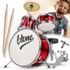 V-TONE VDJR 1 RD Mini akustinis būgnų komplektas 3 dalių raudonas jaunimo rinkinys su kėde ir lazdelėmis