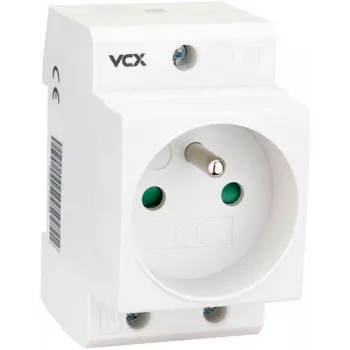 VCX GN TH DIN bėgelio rozetė su įžeminimo kontaktu 230V 16A Schuko F tipas