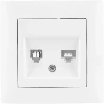 VCX WESA LC 42 kombinuotas telefono ir tinklo lizdas RJ11/RJ45 Cat. 5e UTP baltas