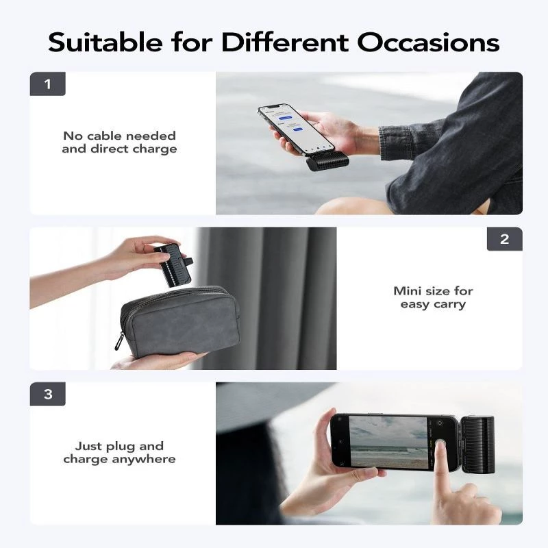 Veger PlugOn Power Bank (W0558P) 5000 mAh 20W PD QC3.0 su integruota Lightning jungtimi, juoda