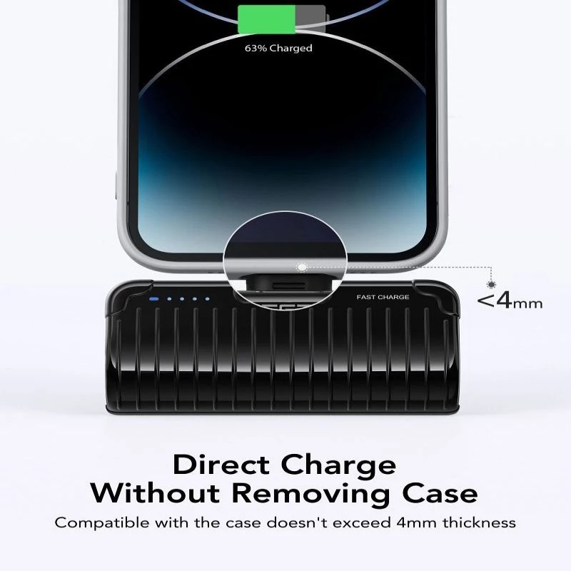 Veger PlugOn Power Bank (W0558P) 5000 mAh 20W PD QC3.0 su integruota Lightning jungtimi, juoda