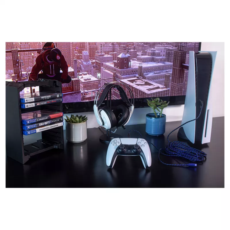 Venom Stealth įkrovimo stotelė su ausinių laikikliu, skirta PS5