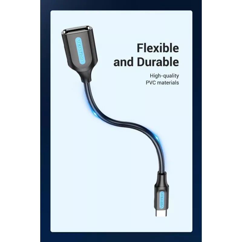 VENTION CCSBB USB 2.0 Type-C (vyriškas) į USB-A (moterišką) adapterio kabelis 0,15 m juodas
