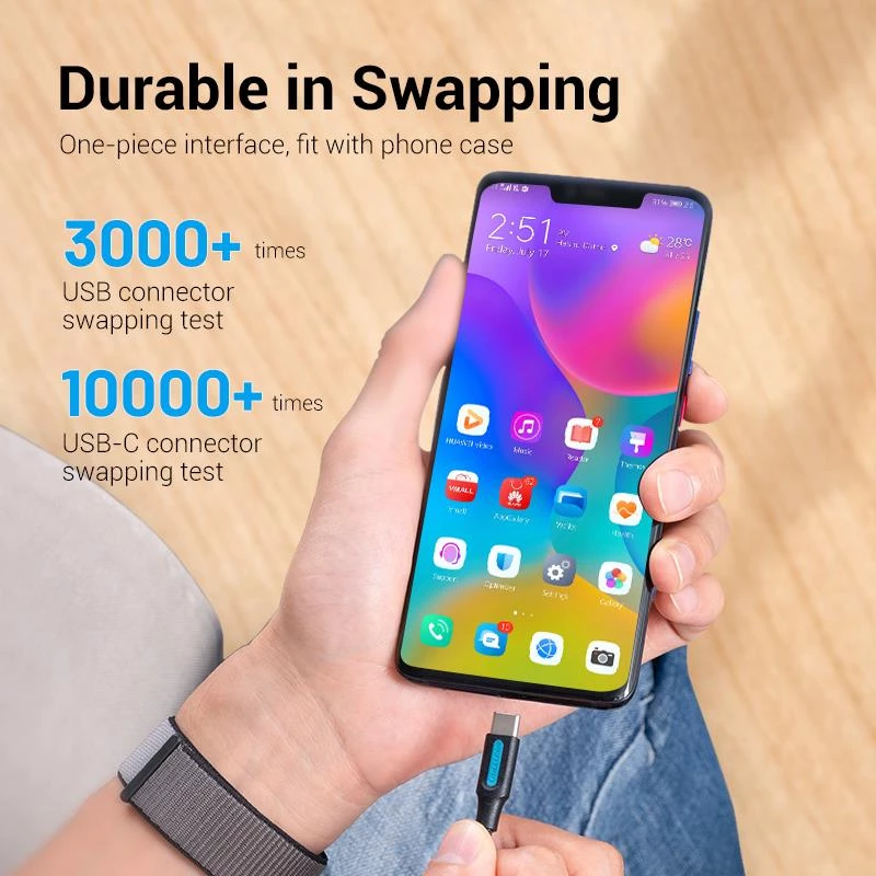 VENTION COKBF USB-C į USB 2.0 laidas, 1 m, juodas
