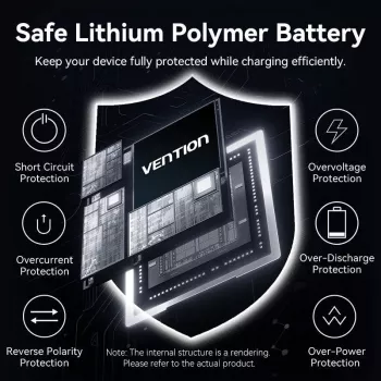 VENTION FKHH0 belaidis power bank 10000mAh 35W PD/QC pilka