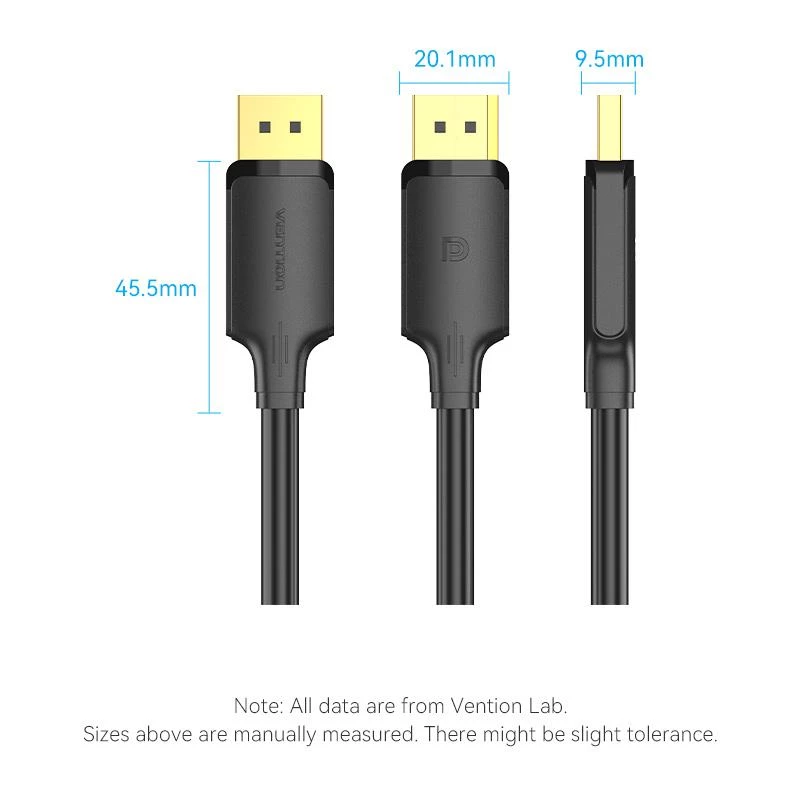 VENTION HAKBF DisplayPort į DisplayPort laidas 1 m juodas