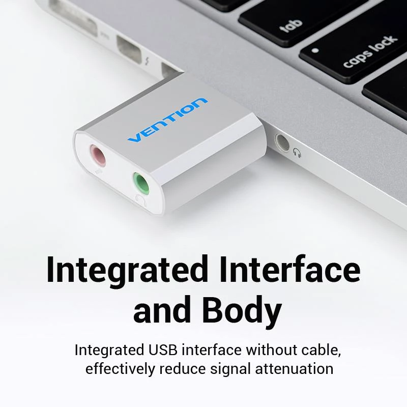 VENTION VAB-S13 USB 2.0 garso plokštė su 2 prievadų USB šakotuvu