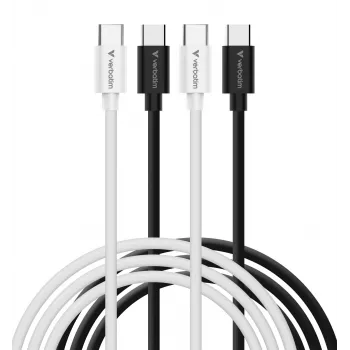 Verbatim Essentials USB 2.0 USB-C į USB-C laidas, 2 vnt., 1 m, juoda
