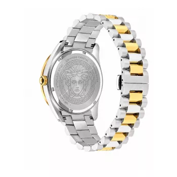 VERSACE V-Race vyriškas šveicariškas kvarcinis laikrodis su nerūdijančio plieno apyranke, 42 mm, juodu ciferblatu VE8E00424