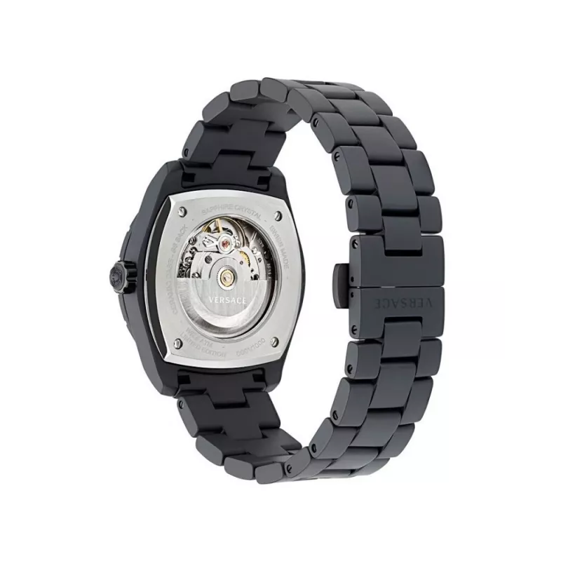 Versace V-Race vyriškas Šveicariškas kvarcinis laikrodis VE7K00123 43mm nerūdijantis plienas juodas ciferblatas