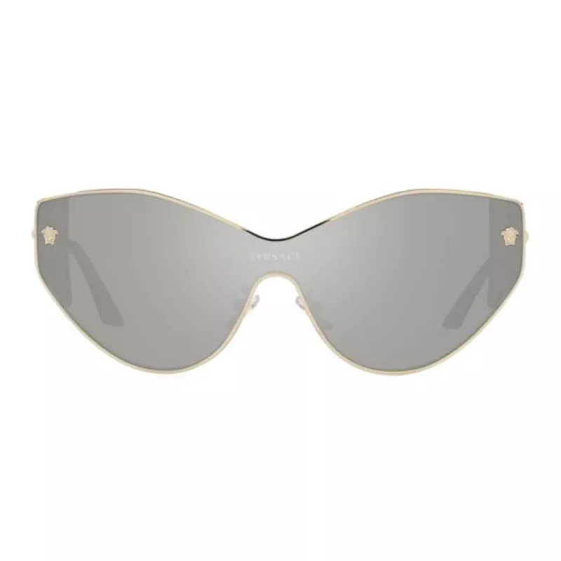 VERSACE VE2239-12526G Moteriški Akiniai nuo Saulės Auksinis Rėmas Pilki Veidrodiniai Lęšiai 147mm