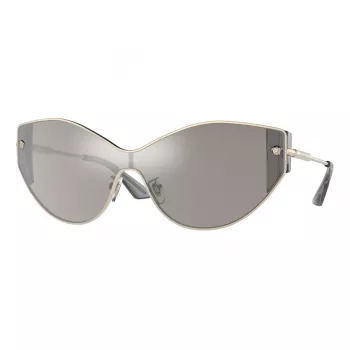 VERSACE VE2239-12526G Moteriški Akiniai nuo Saulės Auksinis Rėmas Pilki Veidrodiniai Lęšiai 147mm