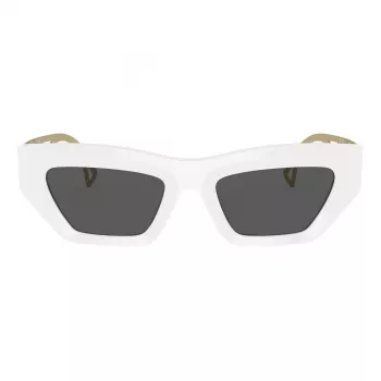 VERSACE VE4432U40187 Moteriški katininiai akiniai nuo saulės – juodas acetatinis rėmelis, pilki polikarbonatiniai lęšiai, UV400 apsauga