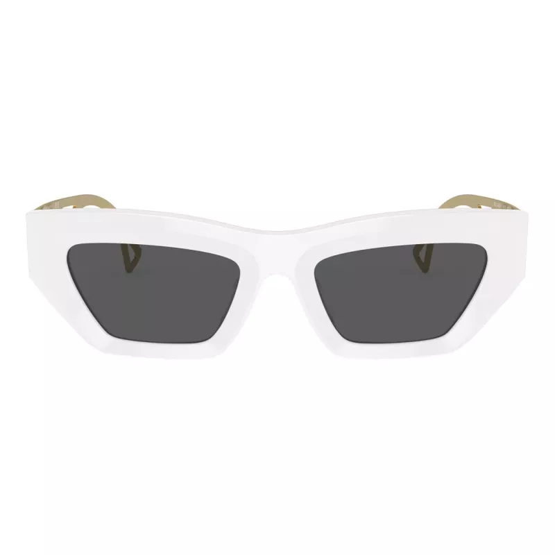 VERSACE VE4432U40187 Moteriški katininiai akiniai nuo saulės – juodas acetatinis rėmelis, pilki polikarbonatiniai lęšiai, UV400 apsauga