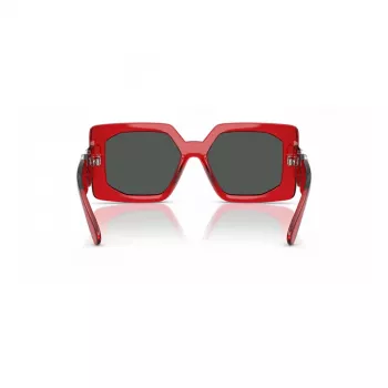 VERSACE VE4478U550087 Moteriški Akiniai nuo Saulės – Juodas Acetato Rėmelis, Pilki Polikarbonatiniai Lęšiai, 55 mm Lęšio Plotis, 100% UV400 Apsauga