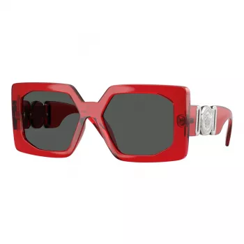 VERSACE VE4478U550087 Moteriški Akiniai nuo Saulės – Juodas Acetato Rėmelis, Pilki Polikarbonatiniai Lęšiai, 55 mm Lęšio Plotis, 100% UV400 Apsauga
