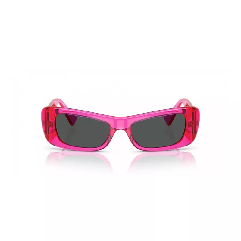 VERSACE VE4481-543487 Moteriški „Cat Eye“ akiniai nuo saulės – juodas acetatinis rėmelis, tamsiai pilki polikarbonatiniai lęšiai, 54 mm