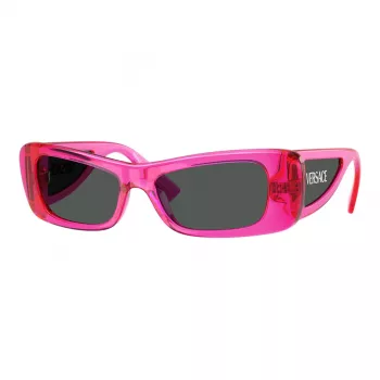 VERSACE VE4481-543487 Moteriški „Cat Eye“ akiniai nuo saulės – juodas acetatinis rėmelis, tamsiai pilki polikarbonatiniai lęšiai, 54 mm