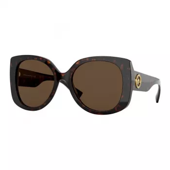 VERSACE moteriški akiniai nuo saulės VE4375F-10873 Havana Acetate Square Full-Rim Gradient Brown Lenses 53mm