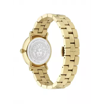 VERSACE Moteriškas laikrodis VE7F00623 Šveicariškas kvarcinis 35 mm juodas ciferblatas odinis dirželis