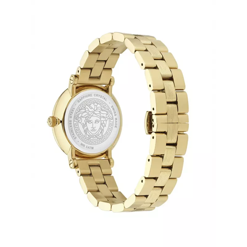 VERSACE Moteriškas laikrodis VE7F00623 Šveicariškas kvarcinis 35 mm juodas ciferblatas odinis dirželis