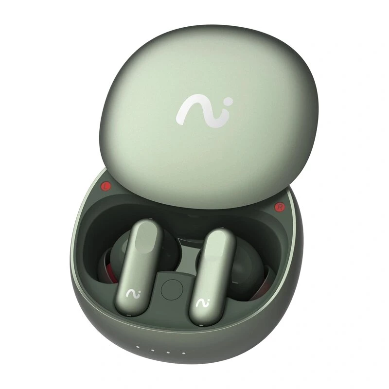 VIAIM Nano+ AI ausinės su balso įrašytuvu, žalios, Bluetooth 5.3, IPX4, 32GB, ENC, jutiklinis valdymas