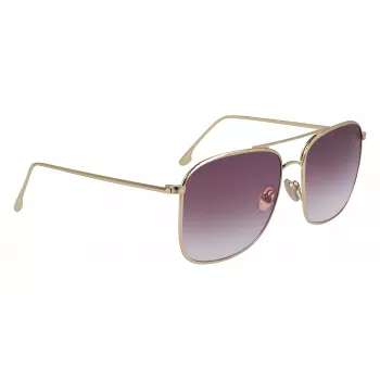 Victoria Beckham VB202S-712 moteriški kvadratiniai akiniai nuo saulės, auksinis metalinis rėmelis, rudi gradientiniai stiklai, 59 mm