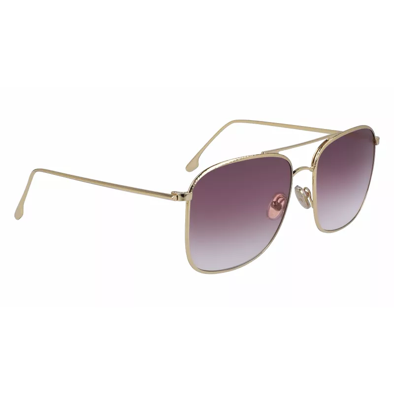 Victoria Beckham VB202S-712 moteriški kvadratiniai akiniai nuo saulės, auksinis metalinis rėmelis, rudi gradientiniai stiklai, 59 mm