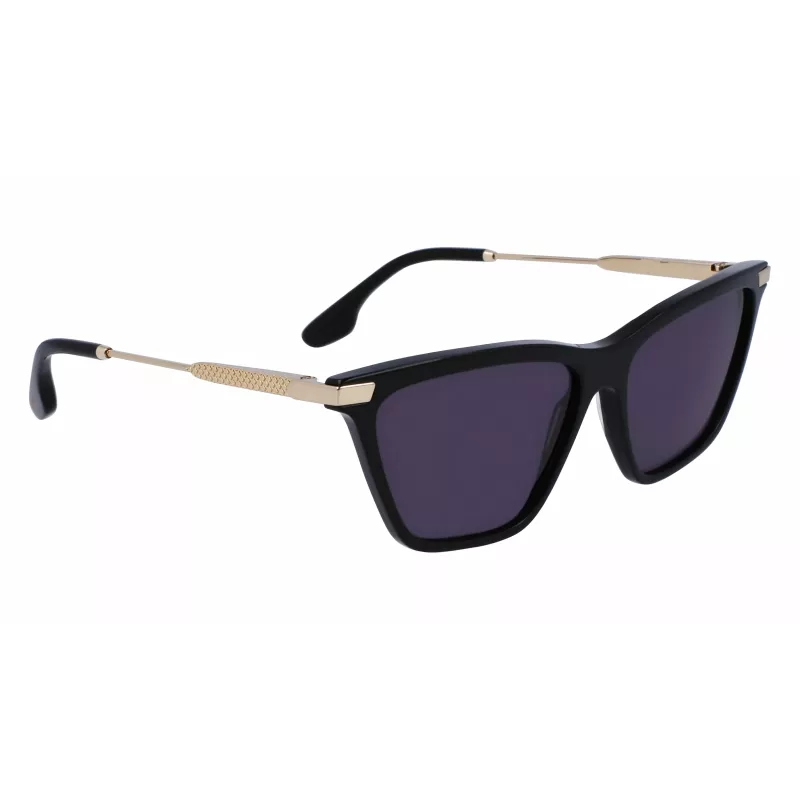 Victoria Beckham VB663S-001 moteriški akiniai nuo saulės – juodas acetatinis rėmelis, pilki polikarbonatiniai lęšiai, 57/15/140 mm