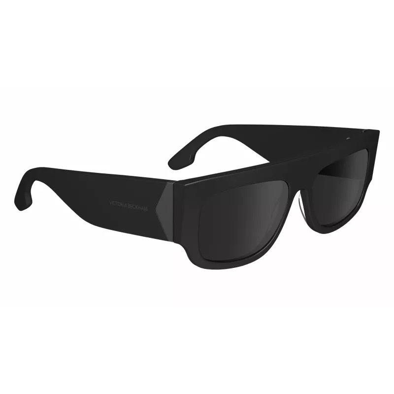 Victoria Beckham VB666S5516001 moteriški kvadratiniai akiniai nuo saulės – juodo acetato rėmelis, juodi polikarbonatiniai lęšiai, 55/16/145 mm