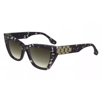 Victoria Beckham VB668S5516010 Moteriški kvadratiniai akiniai nuo saulės – juodas acetatinis rėmelis, pilki CR-39 lęšiai, 55 mm