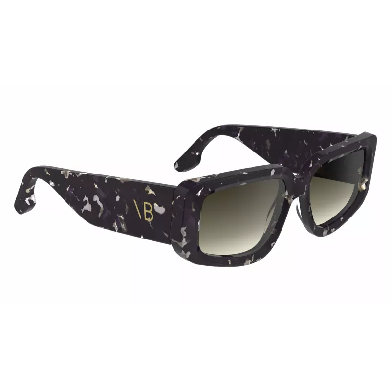 Victoria Beckham VB670S-010 moteriški akiniai nuo saulės, dideli kvadratiniai rėmeliai, juodas acetatas, pilki lęšiai, 54 mm