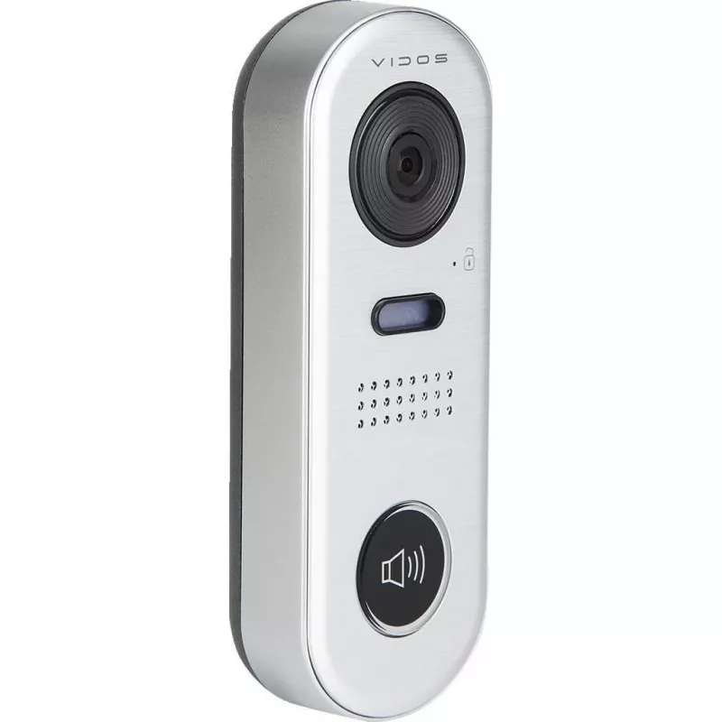 VIDOS DUO S1001 durų stotelė – Full HD 1080p, 2 laidų, IP65, sidabrinė/pilka
