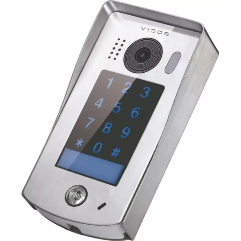 VIDOS DUO S1301D Vartų stotelė – lauko vaizdo domofonas su 2,0 MP kamera, 170° plačiu kampu, IR naktiniu matymu, nerūdijančiu plienu, sidabrinis