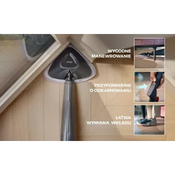 Vileda Steam Plus Pro garų šluota - 1550W, 400ml talpa, 2 mikropluošto pagalvėlės, kilimų priedas
