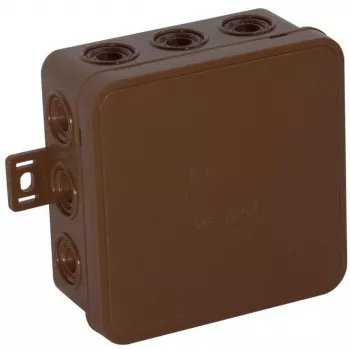 VIPLAST V7 Click paviršiaus montavimo skirstymo dėžutė, 12 įvadų, ruda, IP54, 100x100x41mm, 037-02
