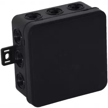 VIPLAST V7 Klik paviršinė jungiamoji dėžutė, tuščia, 12 įvadų, juoda, IP54, 100x100x41 mm