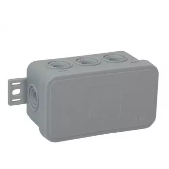 VIPLAST V8 Klik paviršinė tuščia jungiamoji dėžutė, 8 kabelių įvadai, pilka, IP54, 80x45x41mm, 038-03