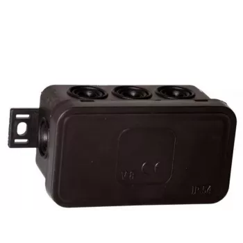 VIPLAST V8 paviršinio montavimo jungiamoji dėžutė, 8 įvadai, IP54, juoda, 80x45x41mm