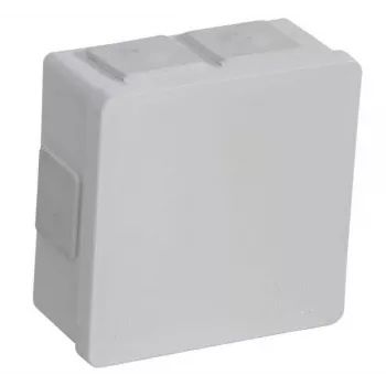 VIPLAST VP-02 Paviršinio montavimo tuščia jungiamoji dėžutė, 6 kabelių įvadai, užspaudžiamas dangtelis, IP55, balta, 86x86x40mm