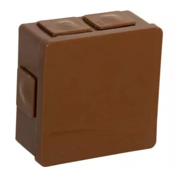 VIPLAST VP-02 paviršiaus montavimo jungiamoji dėžutė, 6 kabelių įvadai, užsukamas dangtelis, ruda, IP55, 86x86x40 mm